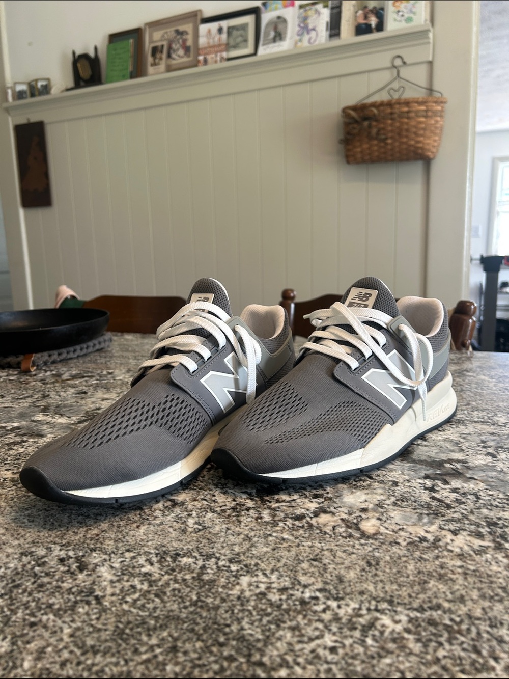 New Balance Men's Gray and White Running Sneakers